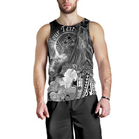 Kosrae Custom Personalised Men's Tank Top - Humpback Whale with Tropical Flowers (White) - Polynesian Pride