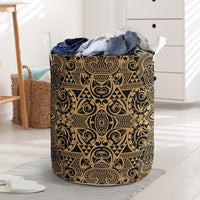 Polynesian Kakau Turtle Gold Hawaii Laundry Basket Laundry Basket One Size Gold - Polynesian Pride