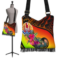 Tahiti Boho Handbag - Polynesian Hook And Hibiscus (Raggae) - Polynesian Pride