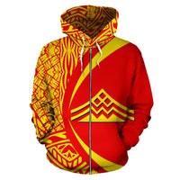 Hawaii Mauna Kea Polynesian Zipper Hoodie Circle Style - Polynesian Pride