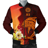 American Samoa Men's Bomber Jacket - Tribal Tuna Fish - Polynesian Pride