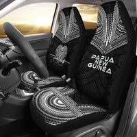 Papua New Guinea Car Seat Cover - Papua New Guinea Coat Of Arms Polynesian Chief Tattoo Black Version Universal Fit Black - Polynesian Pride