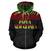 Papua New Guinea Polynesian All Over Zip up Hoodie Reggae Horizontal - Polynesian Pride