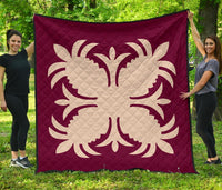 Hawaiian Premium Quilt Royal Pattern - Pink - A2 Style Pink - Polynesian Pride