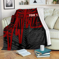American Samoa Personalised Premium Blanket - Seal With Polynesian Pattern Heartbeat Style (Red) - Polynesian Pride