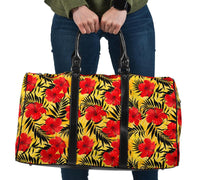 Tropical Flowers And Palm Leaves Hawaii Travel Bag Travel Bag One size Black - Polynesian Pride