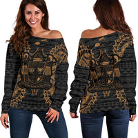 Fiji Polynesian Shoulder Sweater Map Gold Gold - Polynesian Pride