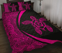 Hawaiian Polynesian Turtle Quilt Bed Set - Circle Style Pink - Polynesian Pride