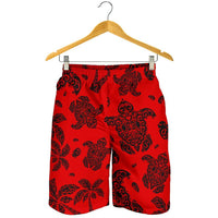 Polynesian Turtle Palm And Sea Pebbles Red Men's Short - Polynesian Pride