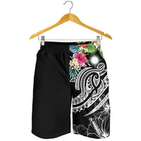 Marshall Islands Polynesian Men's Shorts - Summer Plumeria (Black) - Polynesian Pride