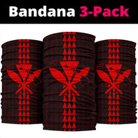 Hawaii Kanaka Map Kakau Bandana 3 - Pack - Red - Polynesian Pride