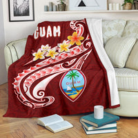 Guam Premium Blanket - Guam Seal Polynesian Patterns Plumeria (Red) - Polynesian Pride