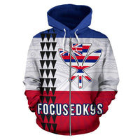 FOCUSEDK9S Hawaii Flag Polynesian Custom Zipper Hoodie Line Style - Polynesian Pride