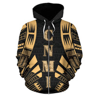 CNMI All Over Zip up Hoodie Gold Tattoo Style - Polynesian Pride