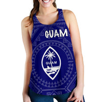 Guam Women's Racerback Tank - Guam Seal With Polynesian Tattoo Style (Blue) - Polynesian Pride