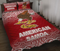 American Samoa Quilt Bed Set - American Samoa Flag Polynesian Tattoo Red Frog Red - Polynesian Pride