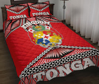 Tonga Polynesian Quilt Bed Set - Tonga Kingdom Coat Of Arms Red Version - Polynesian Pride