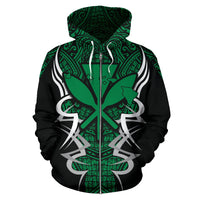 Kanaka Map Zip up Hoodie Green Armor Style - Polynesian Pride