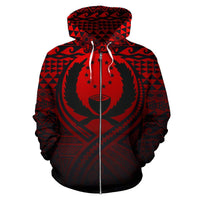 Pohnpei All Over Zip up Hoodie Lift up Red - Polynesian Pride