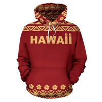 Hawaii All Over Hoodie Polynesian Turtle Red - Polynesian Pride