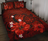 Hawaii Turtle Poly Tribal Quilt Bed Set - Red - Polynesian Pride
