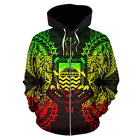 Tuvalu Polynesian All Over Zip up Hoodie Map Reggae - Polynesian Pride