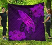 Hawaii Whale Swim Poly Purple Premium Quilt Purple - Polynesian Pride