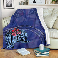 Hibiscus Flowers Premium Blanket - Polynesian Patterns Style White - Polynesian Pride