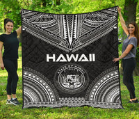 Hawaii Premium Quilt - Hawaii Seal Polynesian Chief Black Version Black - Polynesian Pride