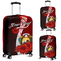 Nauru Polynesian Custom Personalised Luggage Covers - Coat Of Arm With Hibiscus Red - Polynesian Pride