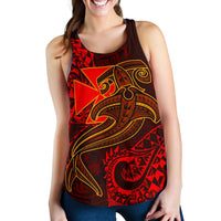 Polynesian Wallis and Futuna Women's Raccerback Tank - Red Shark Polynesian Tattoo - Polynesian Pride