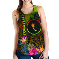 Chuuk Polynesian Personalised Women's Racerback Tank - Hibiscus and Banana Leaves - Polynesian Pride