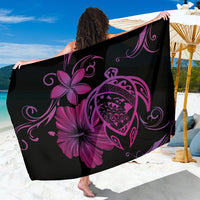 Hawaii Turtle Hibiscus Plumeria Poly Sarong - Pink Sarong One Size Pink - Polynesian Pride