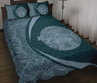 Hawaii Polynesian Pele Kanaka Quilt Bed Set Circle Style Blue And Black - Polynesian Pride