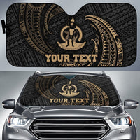 Polynesian Vanuatu Custom Personalised Sun Shades - Gold Tribal Wave Auto Sun Shade Universal Fit Gold - Polynesian Pride