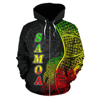 Samoa Polynesian Zip up Hoodie Coconut Tree Reggae - Polynesian Pride