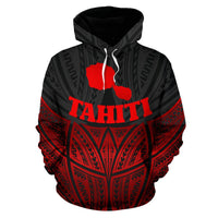 Tahiti Polynesian Hoodie Red Black Pride Map nd Seal - Polynesian Pride