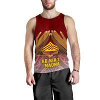 Hawaii Mauna Kea Custom Personalised Men's Tank Top - Hand Sign Symbol Red - Polynesian Pride