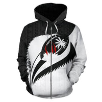 Fiji Rugby Zip up Hoodie Fiji Flag Coat of Arms Style BW K6 - Polynesian Pride