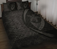 Hawaii Turtle Fish Hook Polynesian Quilt Bed Set Grey - Circle Style - Polynesian Pride