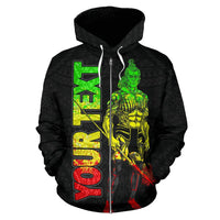 Pohnpei Custom Zip up Hoodie Micronesia Pohnpeian Warrior Reggae - Polynesian Pride