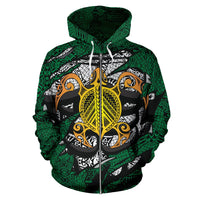 Honu Polynesian Green Hawaii Turtle Hoodie (Zip) - Polynesian Pride