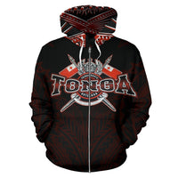 Tonga All Over Zip up Hoodie Red - Polynesian Pride