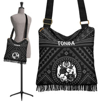 Tonga Crossbody Boho Handbag - Tonga Seal With Polynesian Tattoo Style (Black) - Polynesian Pride