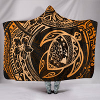 Hawaii Turtle Polynesian Orange Hooded Blanket Hooded Blanket Orange - Polynesian Pride