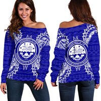 Federated States of Micronesia Polynesian Shoulder Sweater Map Blue Blue - Polynesian Pride