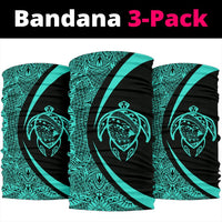 Hawaiian Bandana Turtle Map Polynesian Bandana 3-Pack - Circle Style Turquoise - Polynesian Pride