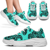 Polynesian Turtle Palm And Sea Pebbles Turquoise Chunky Sneakers - Polynesian Pride
