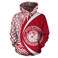 Hawaii Polynesian Hoodie Circle Style White and Red - Polynesian Pride