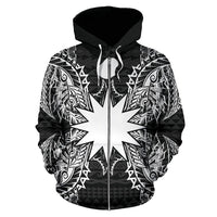 Nauru Polynesian All Over Zip up Hoodie Map Black - Polynesian Pride